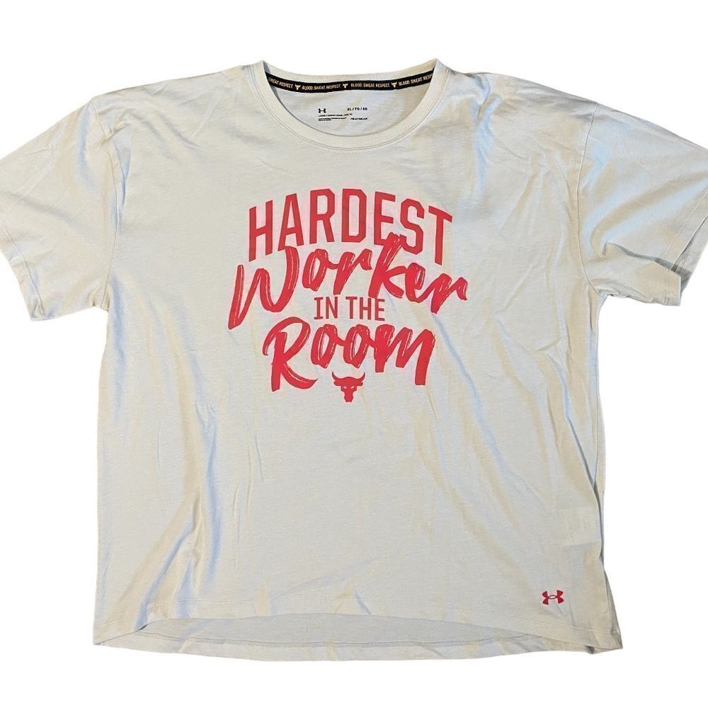 NWT under armour project rock hardest worker in the room t shirt